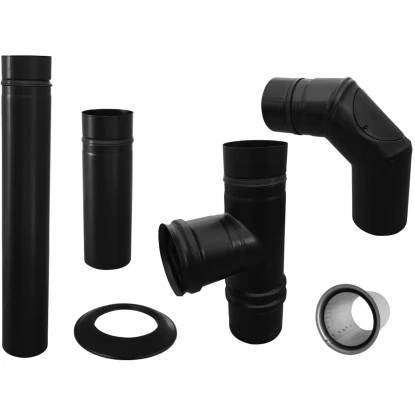 FirefixAnschluss-Set Für Pelletofenrohr Schwarz 80 Mm Durchmesser 3 FirefixAnschluss-Set Für Pelletofenrohr Schwarz 80 Mm Durchmesser