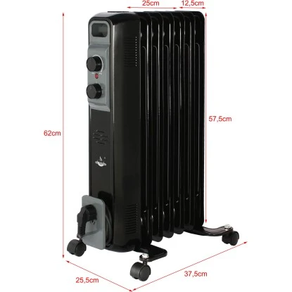 El Fuego Mobiler Elektro-Ölradiator 7 Rippen Schwarz 4 El Fuego Mobiler Elektro-Ölradiator 7 Rippen Schwarz – Bild 2