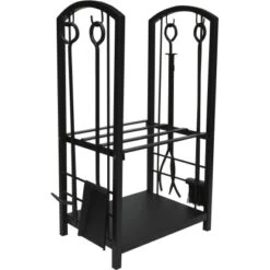 OBI Holzregal Mit Kaminbesteck Kelimutu Schwarz