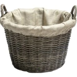 Korb Aus Rattan Und Jute Für Kaminholz