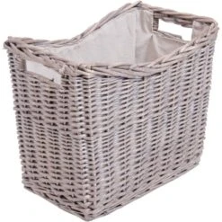 Weidenkorb Mit Heller Stoffeinlage In Grau