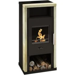 Wamsler Kaminofen Yuna Sandstein-Verkleidung Schwarz 6 KW EEK: A