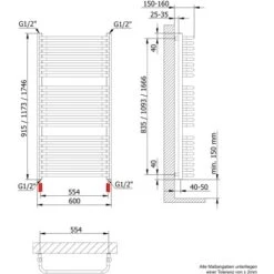Schulte ExpressPlus Design-Heizkörper Amsterdam II Anschluss Unten 632W -HeizTraum 4060991037238 2053 3
