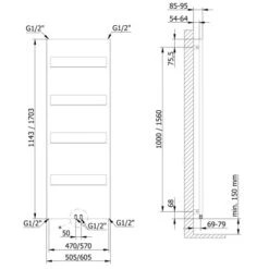 Schulte Design-Heizkörper Turin Alpinweiß 600 W HxB 170,3x50,5 Cm -HeizTraum 4060991054785 3