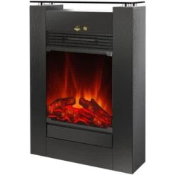 EL Fuego Elektrokamin Tessin Schwarz Mit Heizung Dimmbar 1,8 KW -HeizTraum 4416186 2240 AY0627