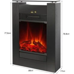 EL Fuego Elektrokamin Tessin Schwarz Mit Heizung Dimmbar 1,8 KW -HeizTraum 4416186 2240 AY0627 3
