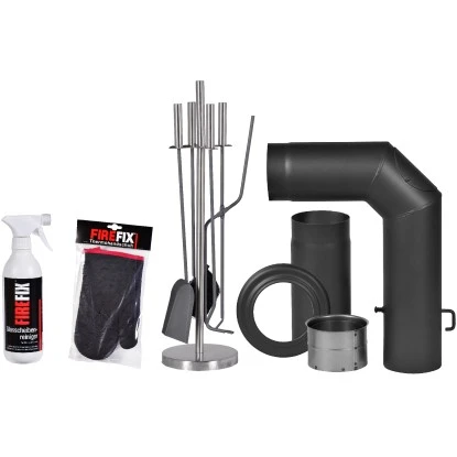 Firefix Kaminofen Anschluss-Set Schwarz 4-teilig 3 Firefix Kaminofen Anschluss-Set Schwarz 4-teilig