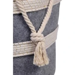 Dobar Filzkorb Für Kaminholz Mit Tragegriffen Grau-Weiß 40 Cm X 40 Cm X 60 Cm -HeizTraum 859477 4637 3