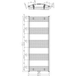 Schulte Design-Heizkörper Gebogen Mit Mittenanschluss 701 W Alpinweiß -HeizTraum 86176 4037563124986 Skizze