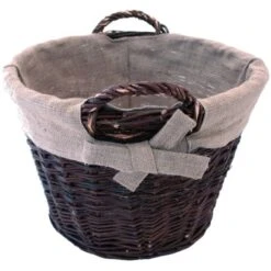 Kaminholzkorb Aus Weide Mit Jute Ø 50 Cm