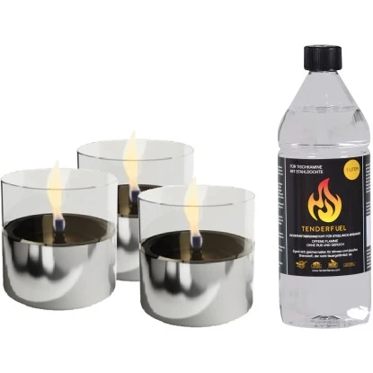 Tenderflame Tischfeuer Set Lilly In Silberfarben 3 Tenderflame Tischfeuer Set Lilly In Silberfarben