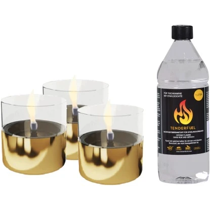Tenderflame Tischfeuer Set Lilly In Goldfarben 3 Tenderflame Tischfeuer Set Lilly In Goldfarben